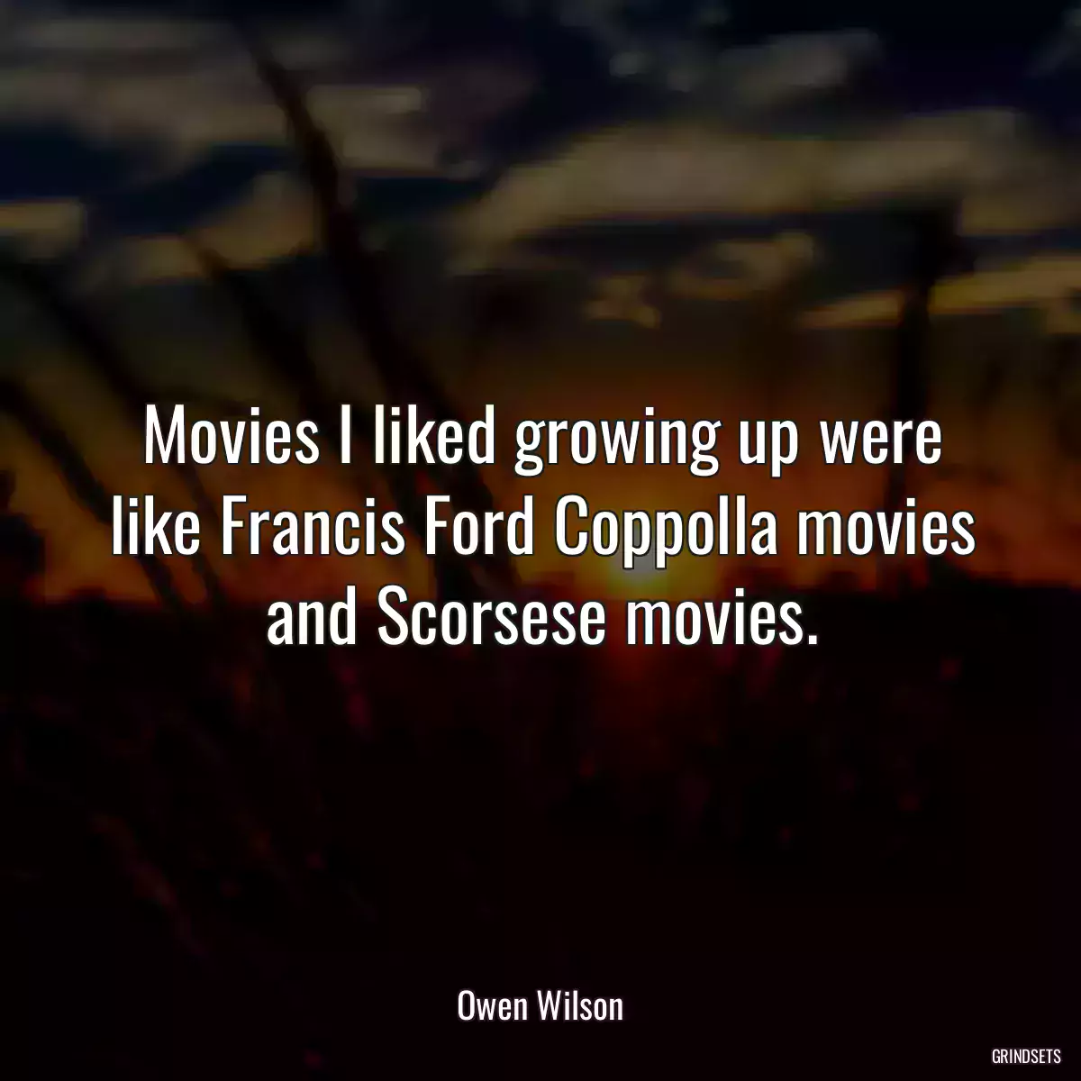 Movies I liked growing up were like Francis Ford Coppolla movies and Scorsese movies.