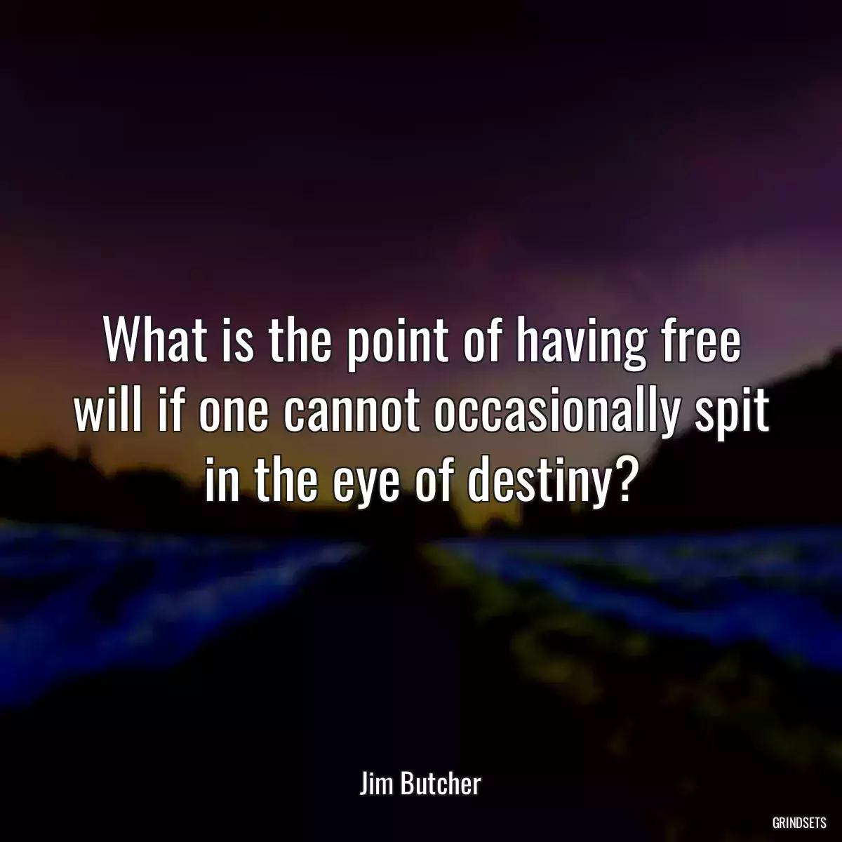 What is the point of having free will if one cannot occasionally spit in the eye of destiny?