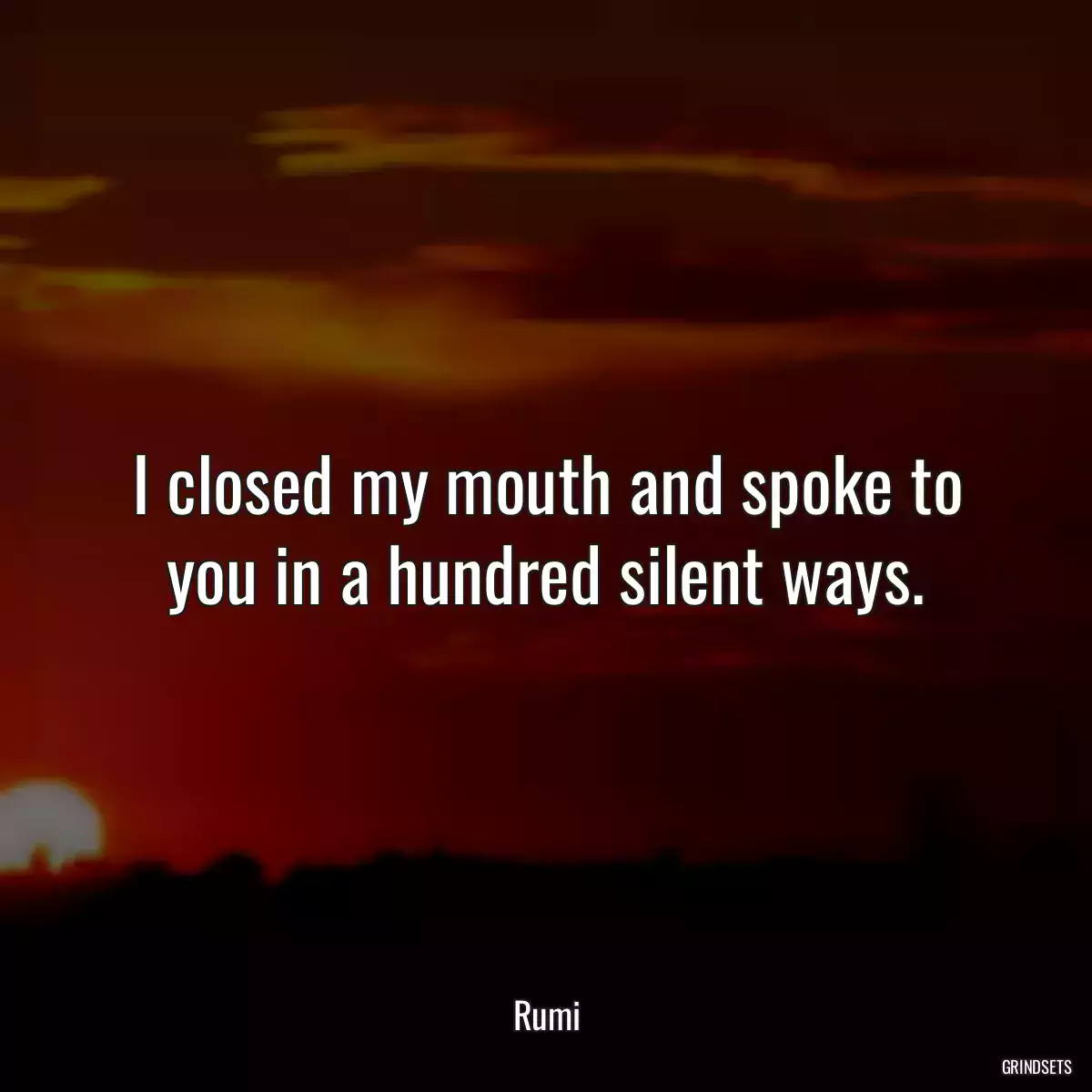 I closed my mouth and spoke to you in a hundred silent ways.