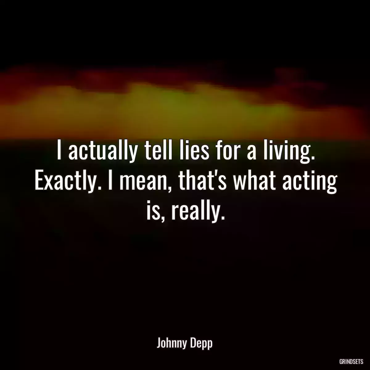 I actually tell lies for a living. Exactly. I mean, that\'s what acting is, really.