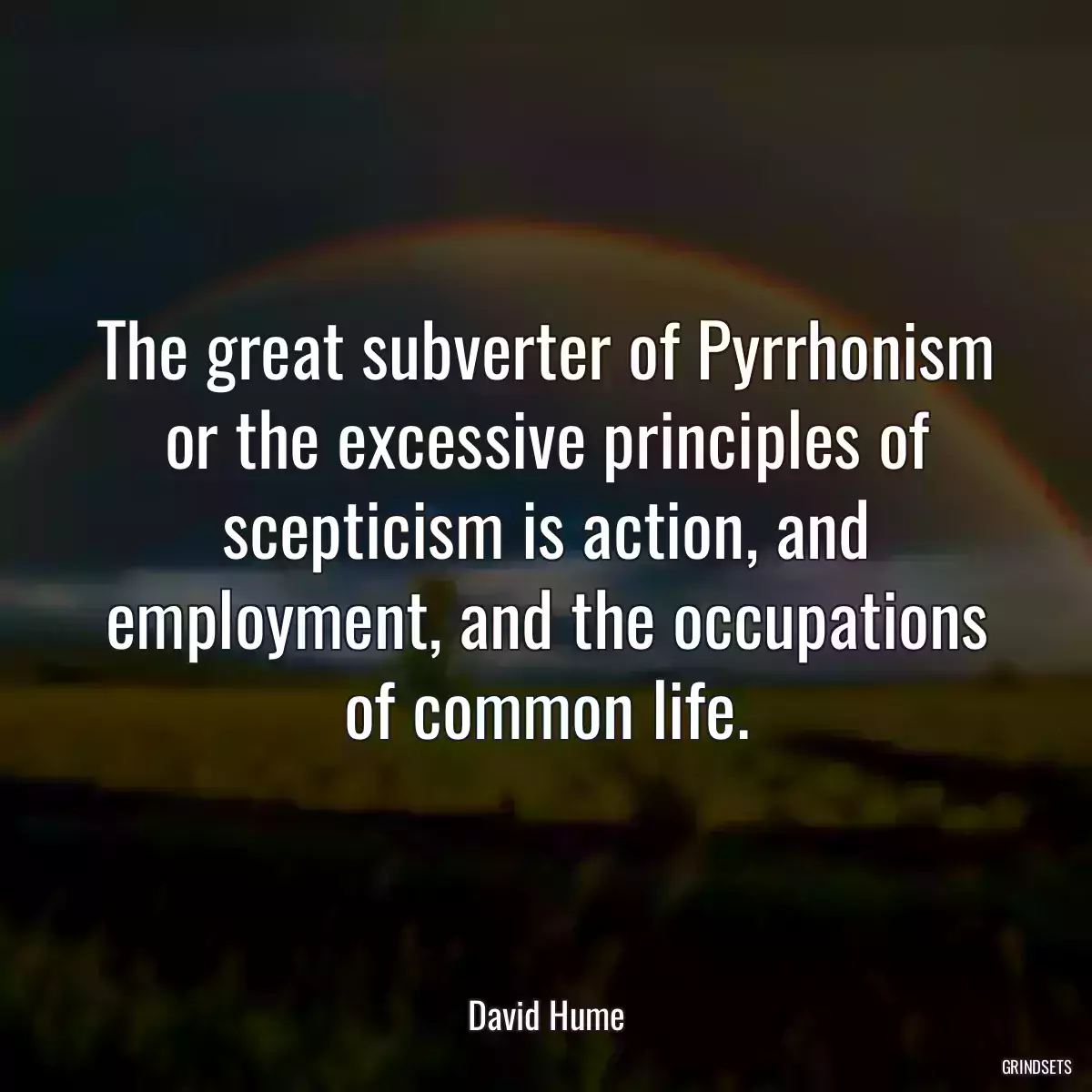 The great subverter of Pyrrhonism or the excessive principles of scepticism is action, and employment, and the occupations of common life.