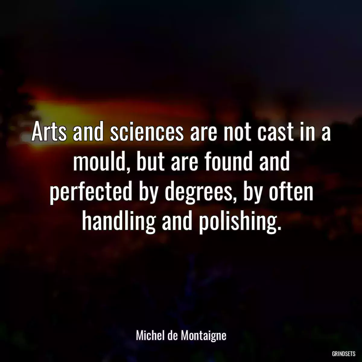 Arts and sciences are not cast in a mould, but are found and perfected by degrees, by often handling and polishing.