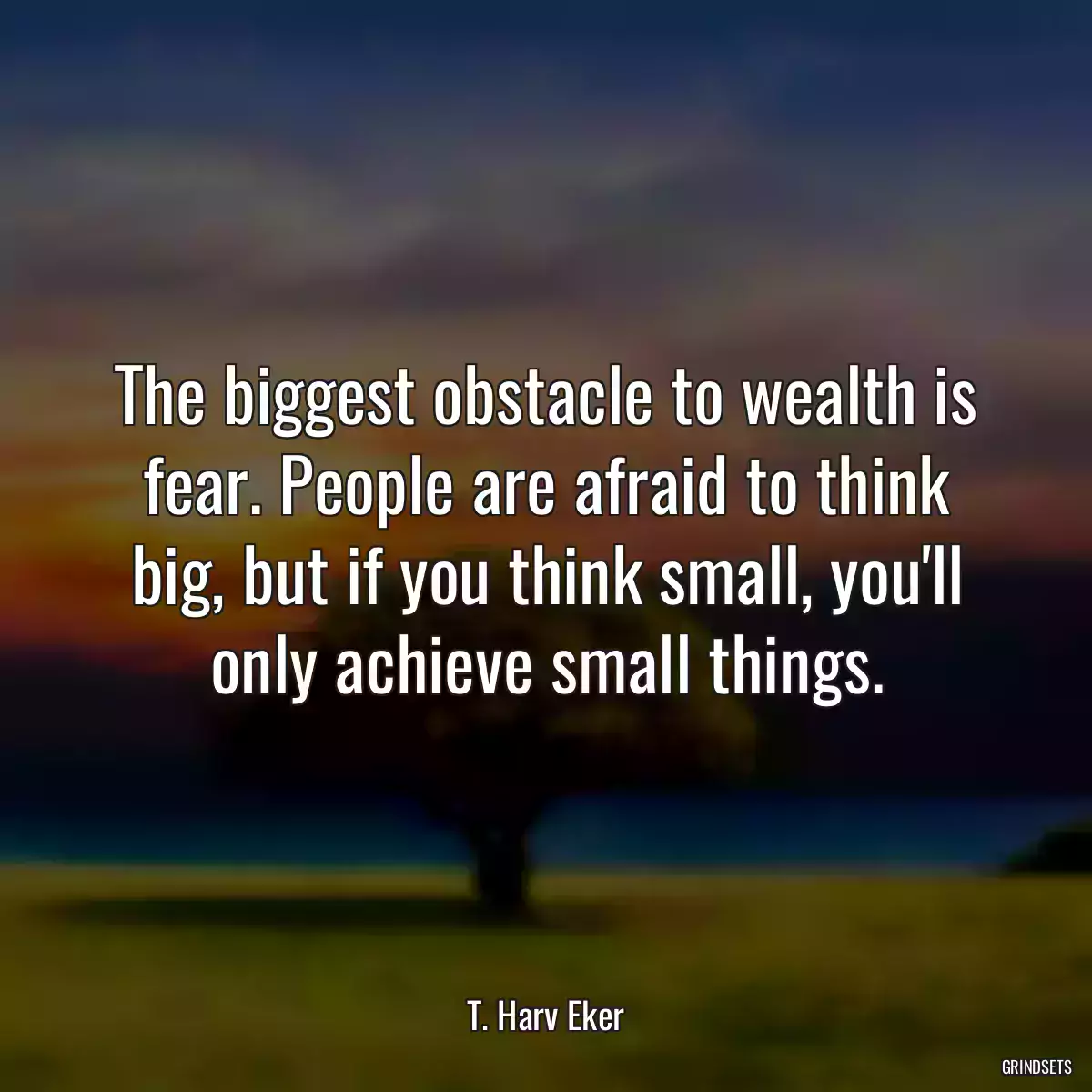 The biggest obstacle to wealth is fear. People are afraid to think big, but if you think small, you\'ll only achieve small things.