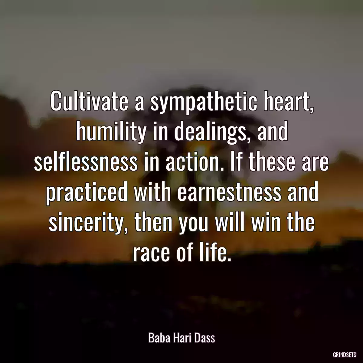 Cultivate a sympathetic heart, humility in dealings, and selflessness in action. If these are practiced with earnestness and sincerity, then you will win the race of life.