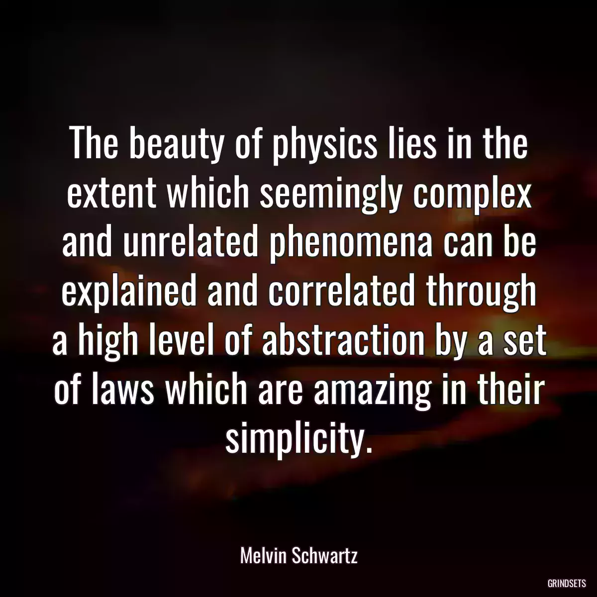 The beauty of physics lies in the extent which seemingly complex and unrelated phenomena can be explained and correlated through a high level of abstraction by a set of laws which are amazing in their simplicity.