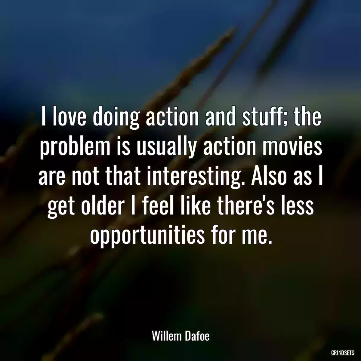 I love doing action and stuff; the problem is usually action movies are not that interesting. Also as I get older I feel like there\'s less opportunities for me.