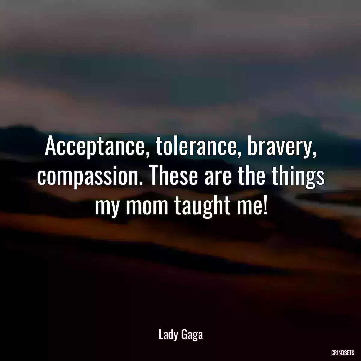 Acceptance, tolerance, bravery, compassion. These are the things my mom taught me!