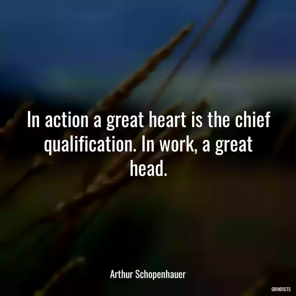 In action a great heart is the chief qualification. In work, a great head.