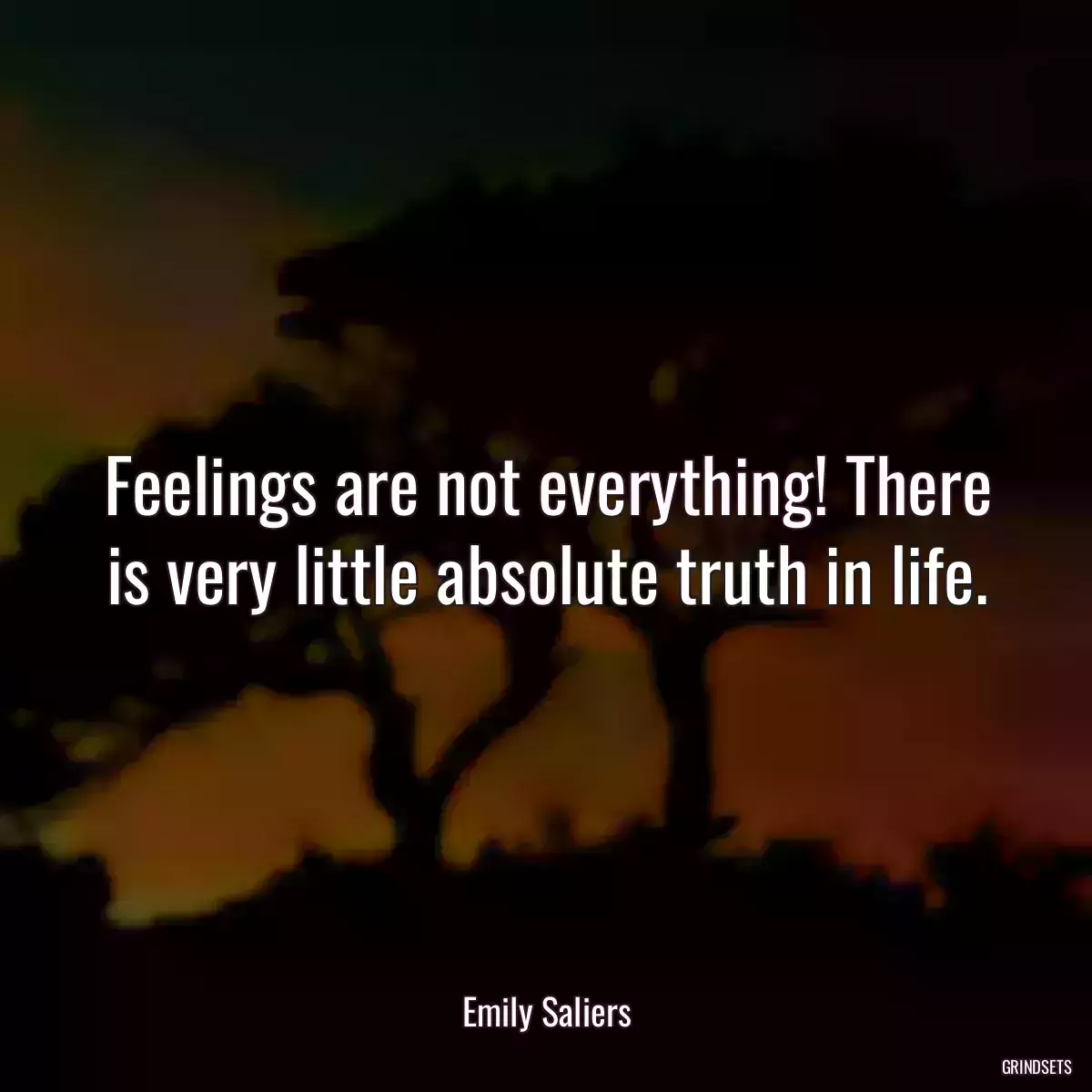 Feelings are not everything! There is very little absolute truth in life.