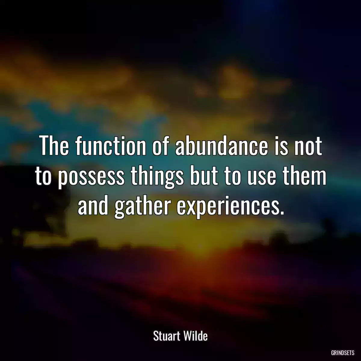 The function of abundance is not to possess things but to use them and gather experiences.