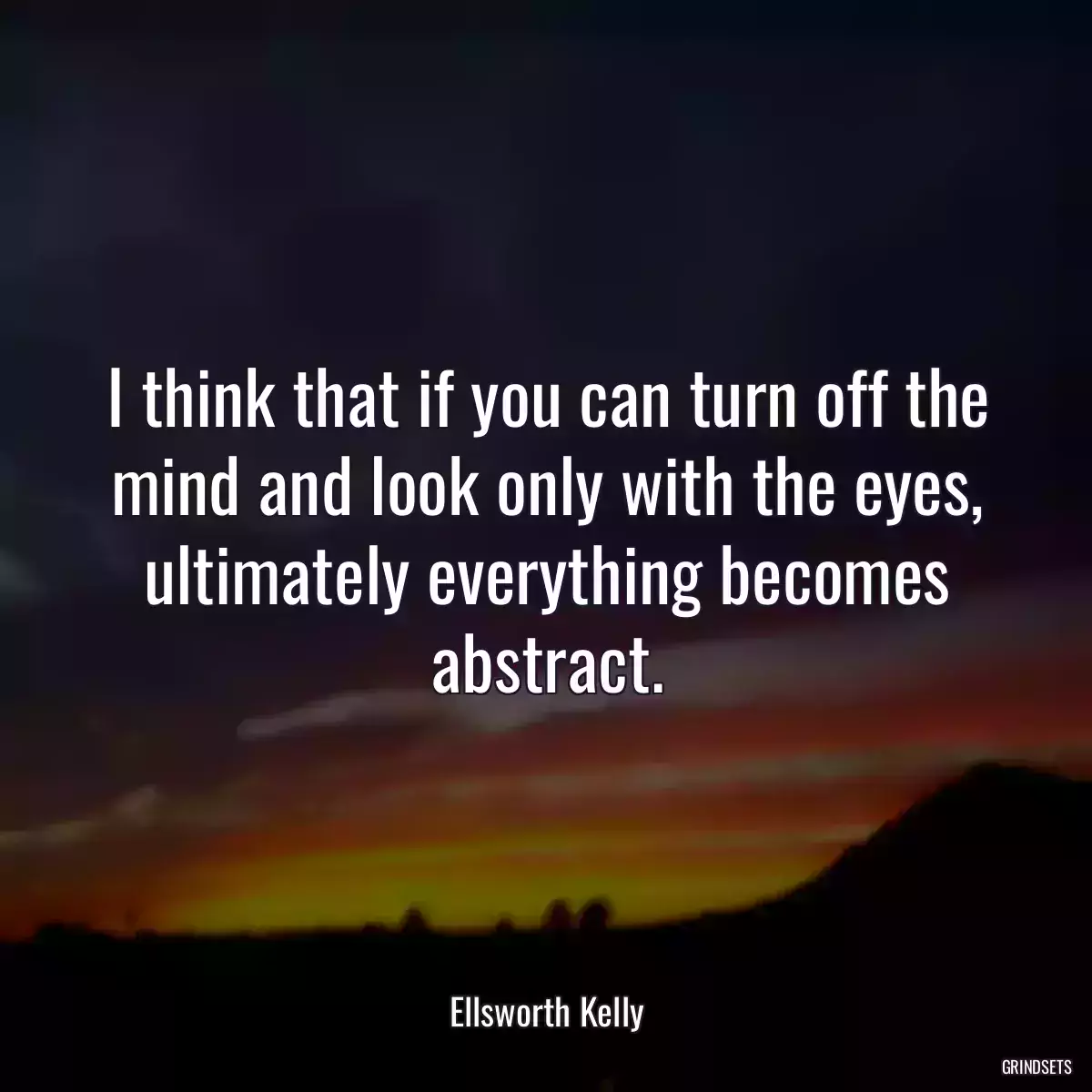 I think that if you can turn off the mind and look only with the eyes, ultimately everything becomes abstract.