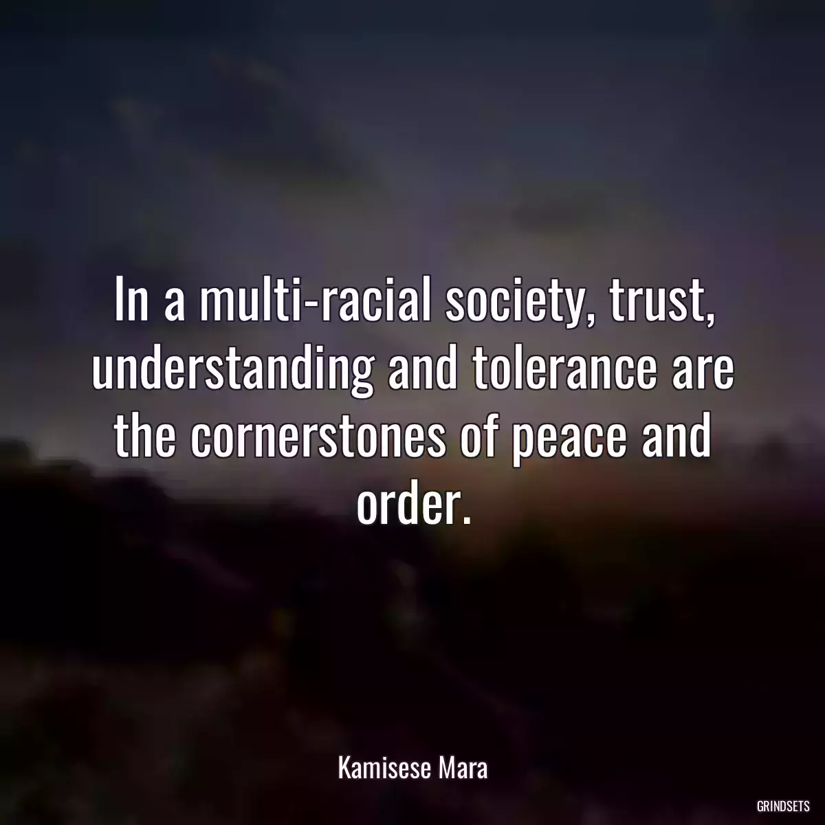 In a multi-racial society, trust, understanding and tolerance are the cornerstones of peace and order.