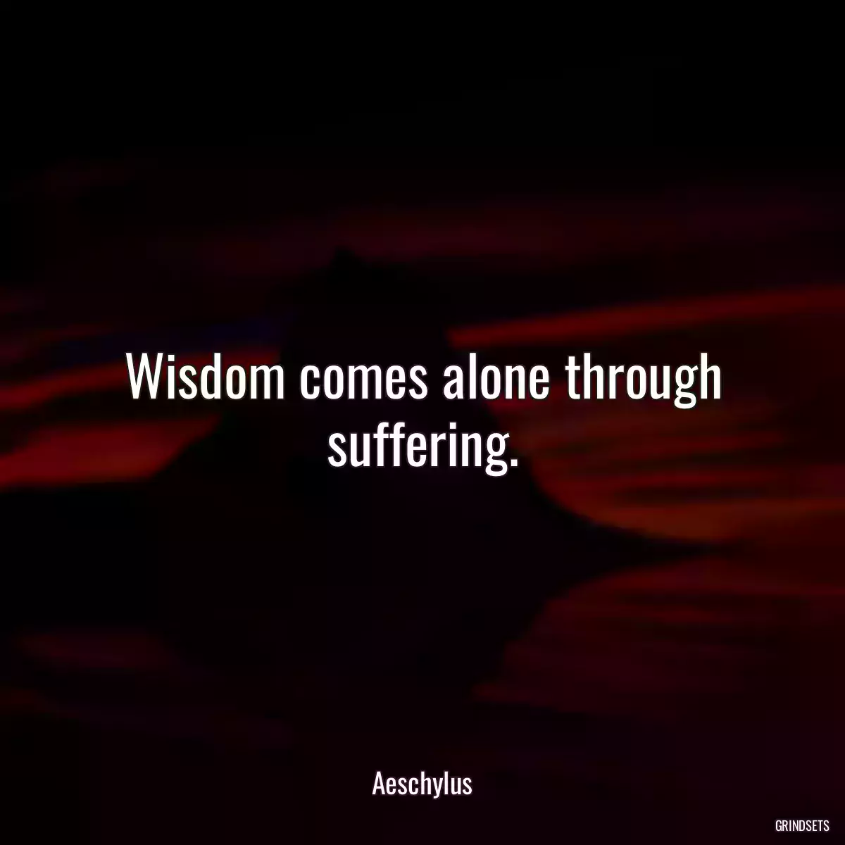 Wisdom comes alone through suffering.