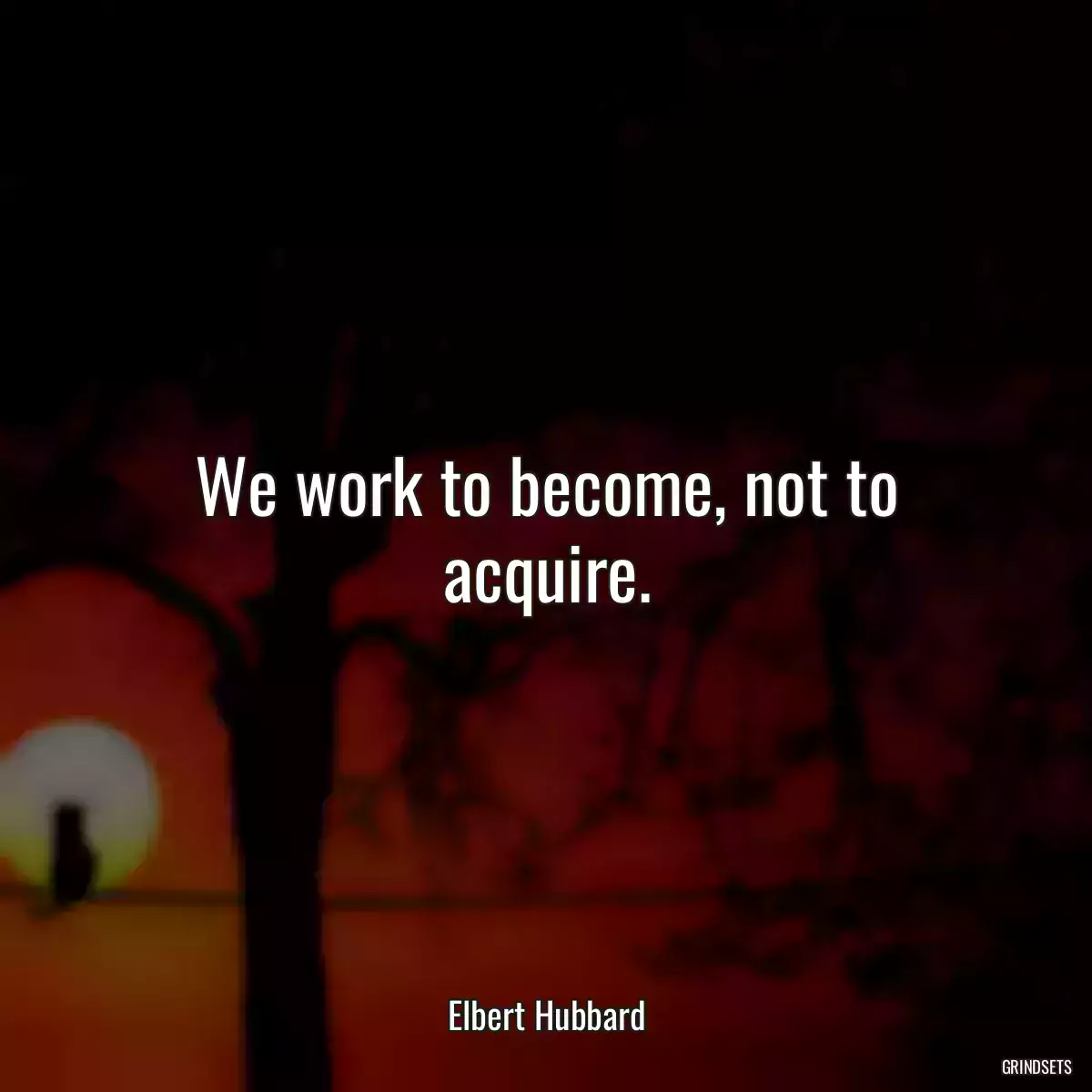 We work to become, not to acquire.