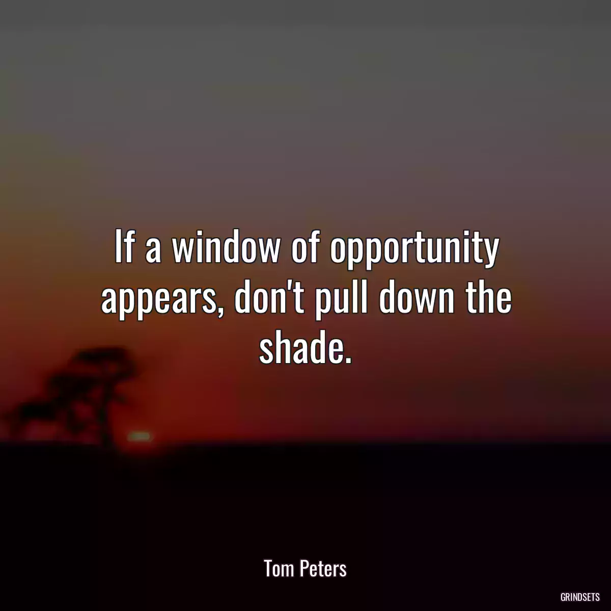 If a window of opportunity appears, don\'t pull down the shade.