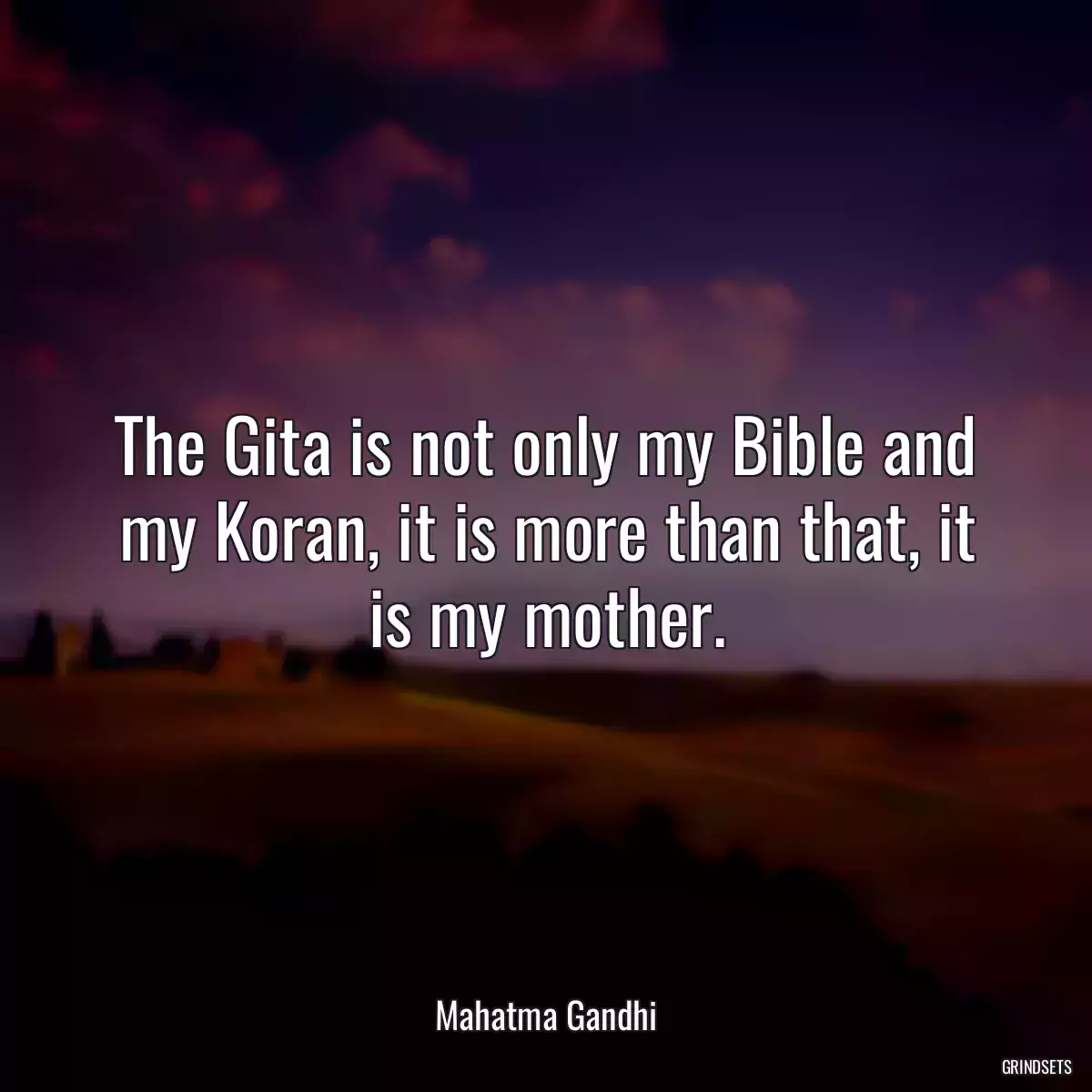 The Gita is not only my Bible and my Koran, it is more than that, it is my mother.
