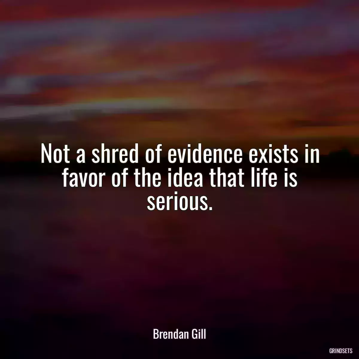 Not a shred of evidence exists in favor of the idea that life is serious.