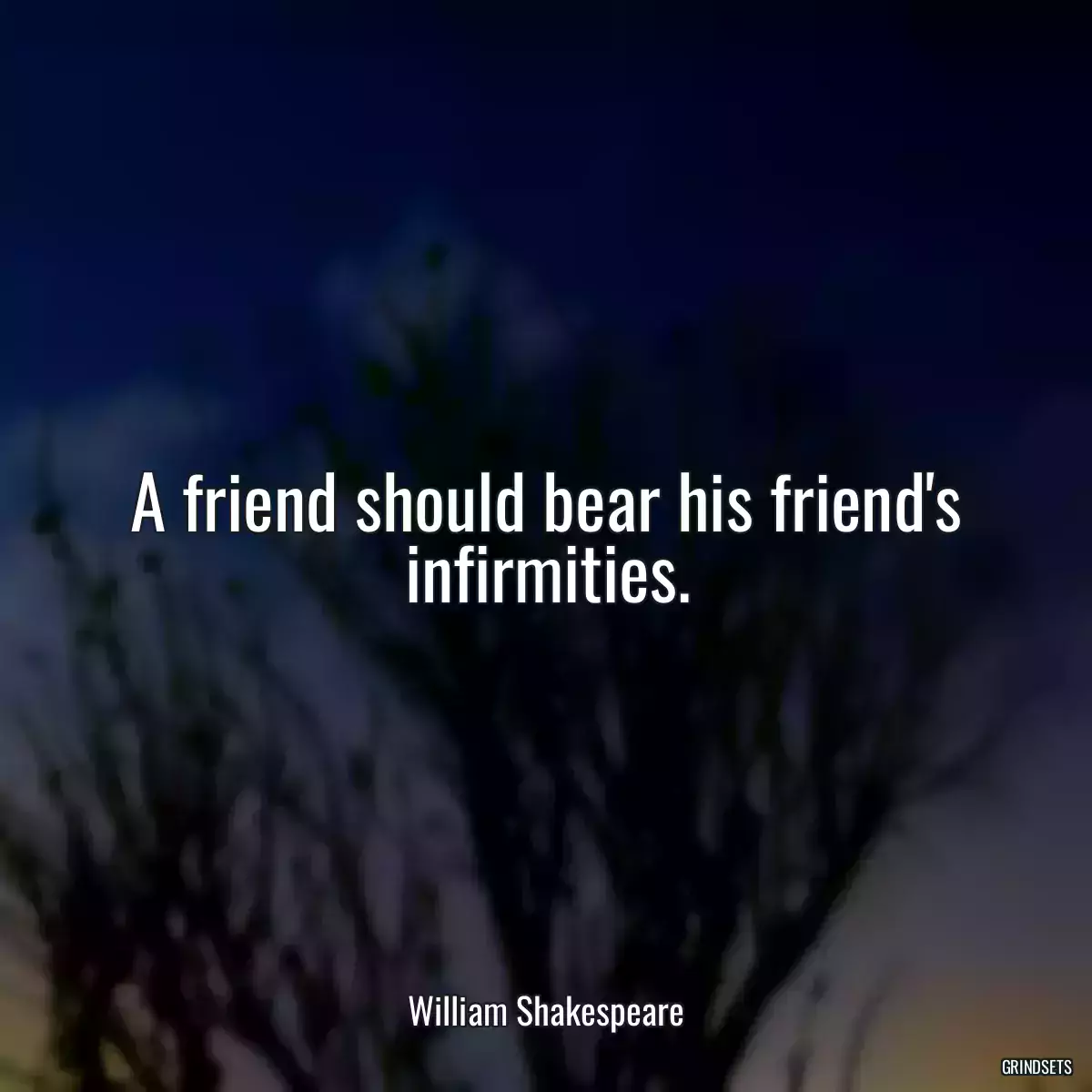 A friend should bear his friend\'s infirmities.