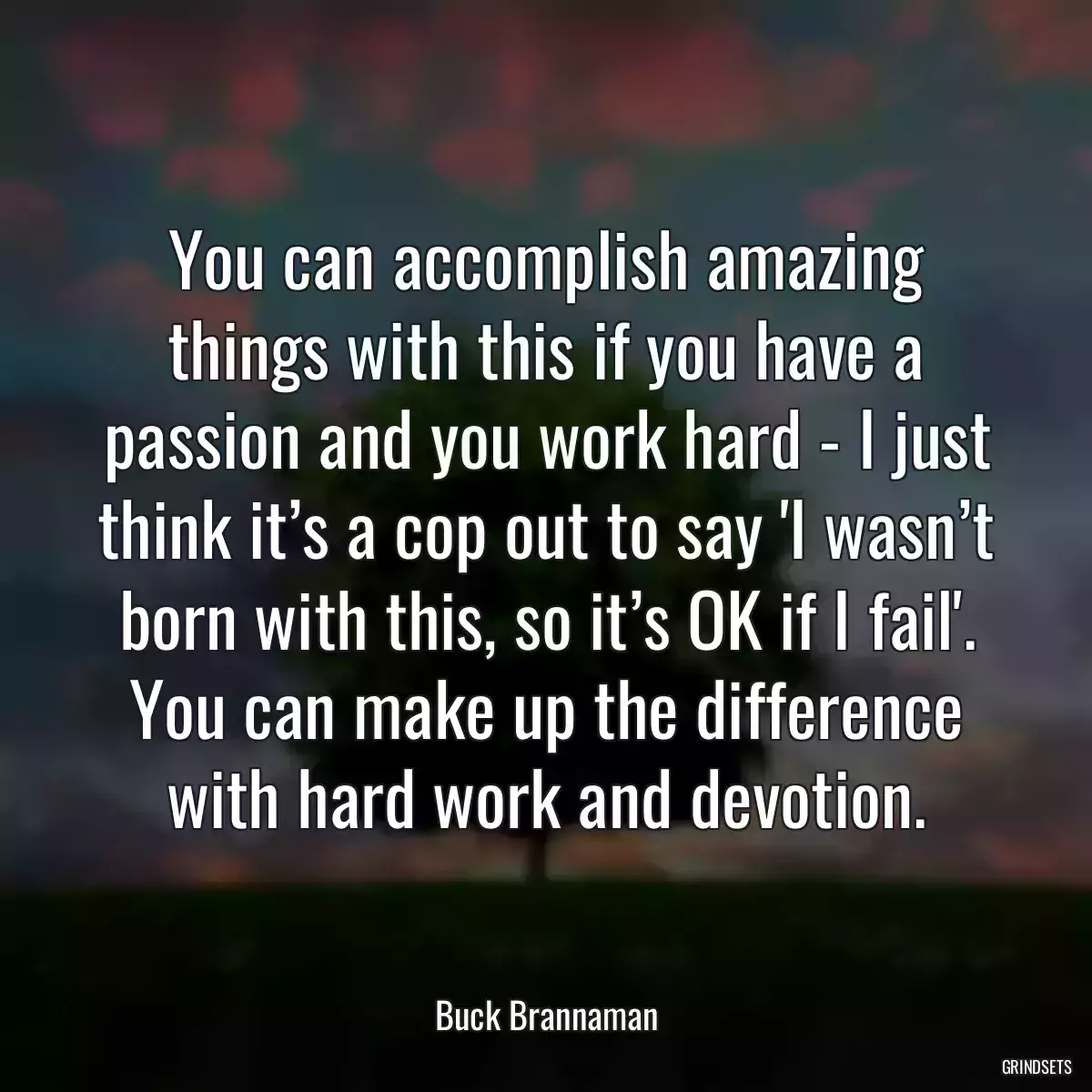 You can accomplish amazing things with this if you have a passion and you work hard - I just think it’s a cop out to say \'I wasn’t born with this, so it’s OK if I fail\'. You can make up the difference with hard work and devotion.