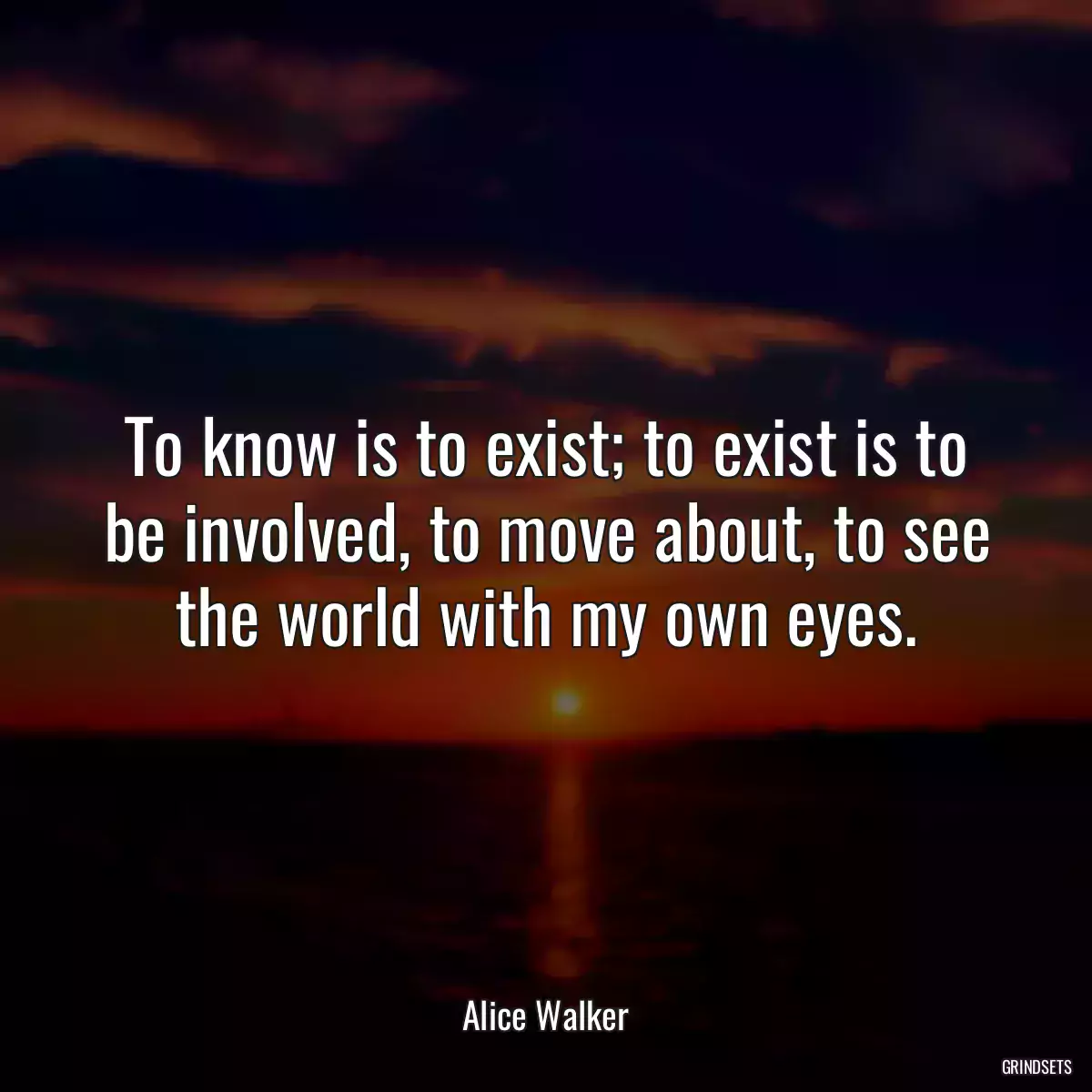 To know is to exist; to exist is to be involved, to move about, to see the world with my own eyes.