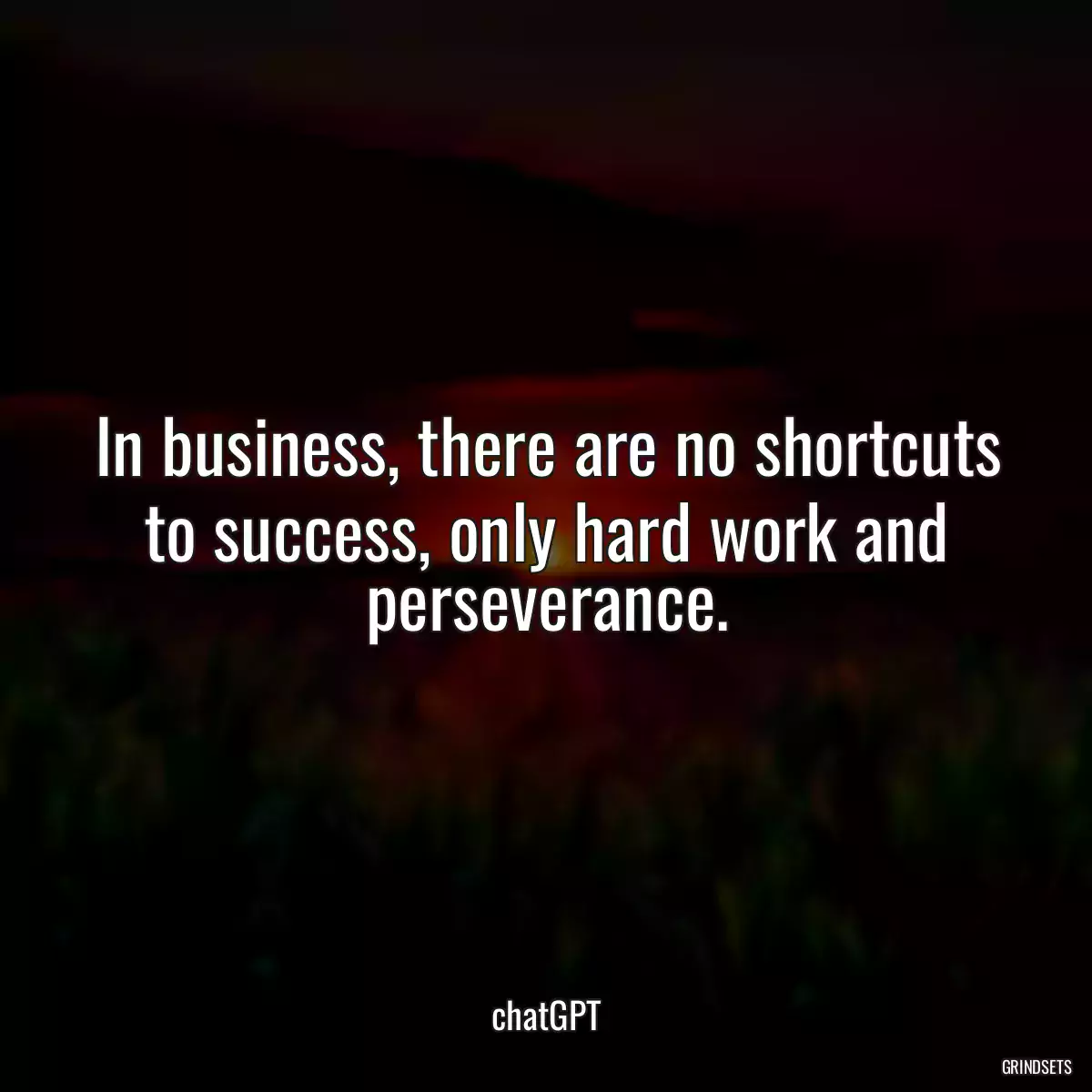 In business, there are no shortcuts to success, only hard work and perseverance.