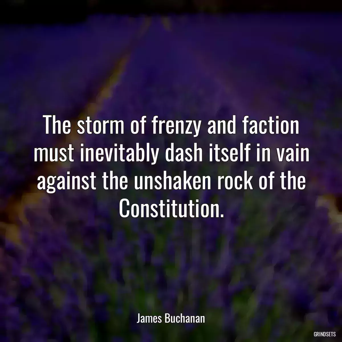 The storm of frenzy and faction must inevitably dash itself in vain against the unshaken rock of the Constitution.