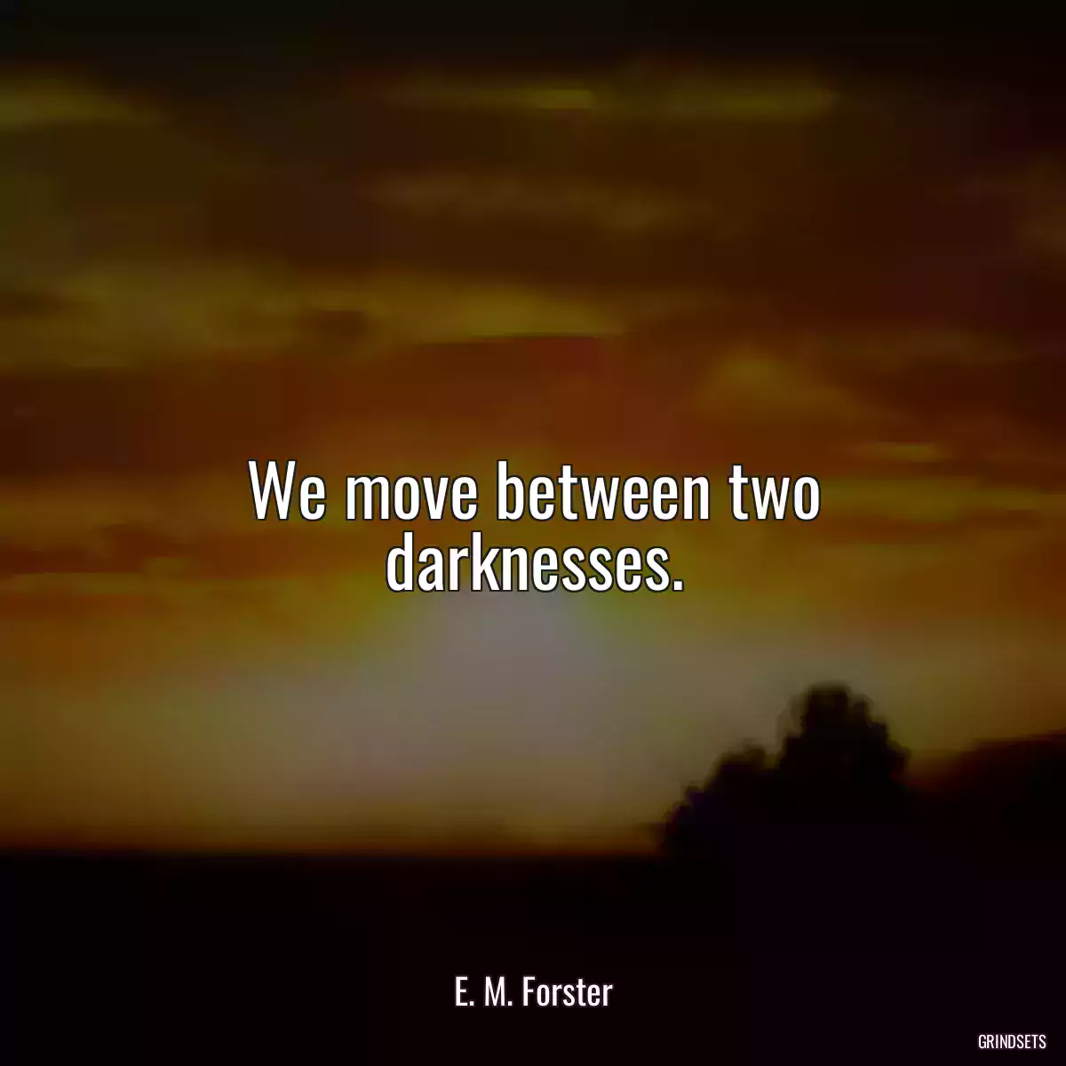 We move between two darknesses.