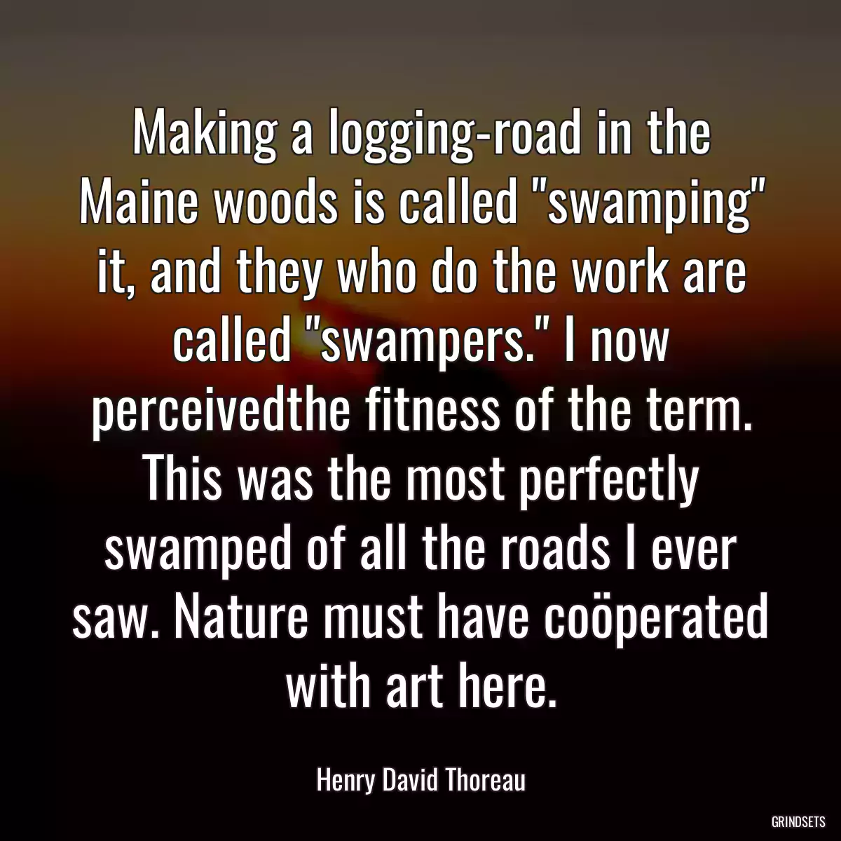 Making a logging-road in the Maine woods is called \