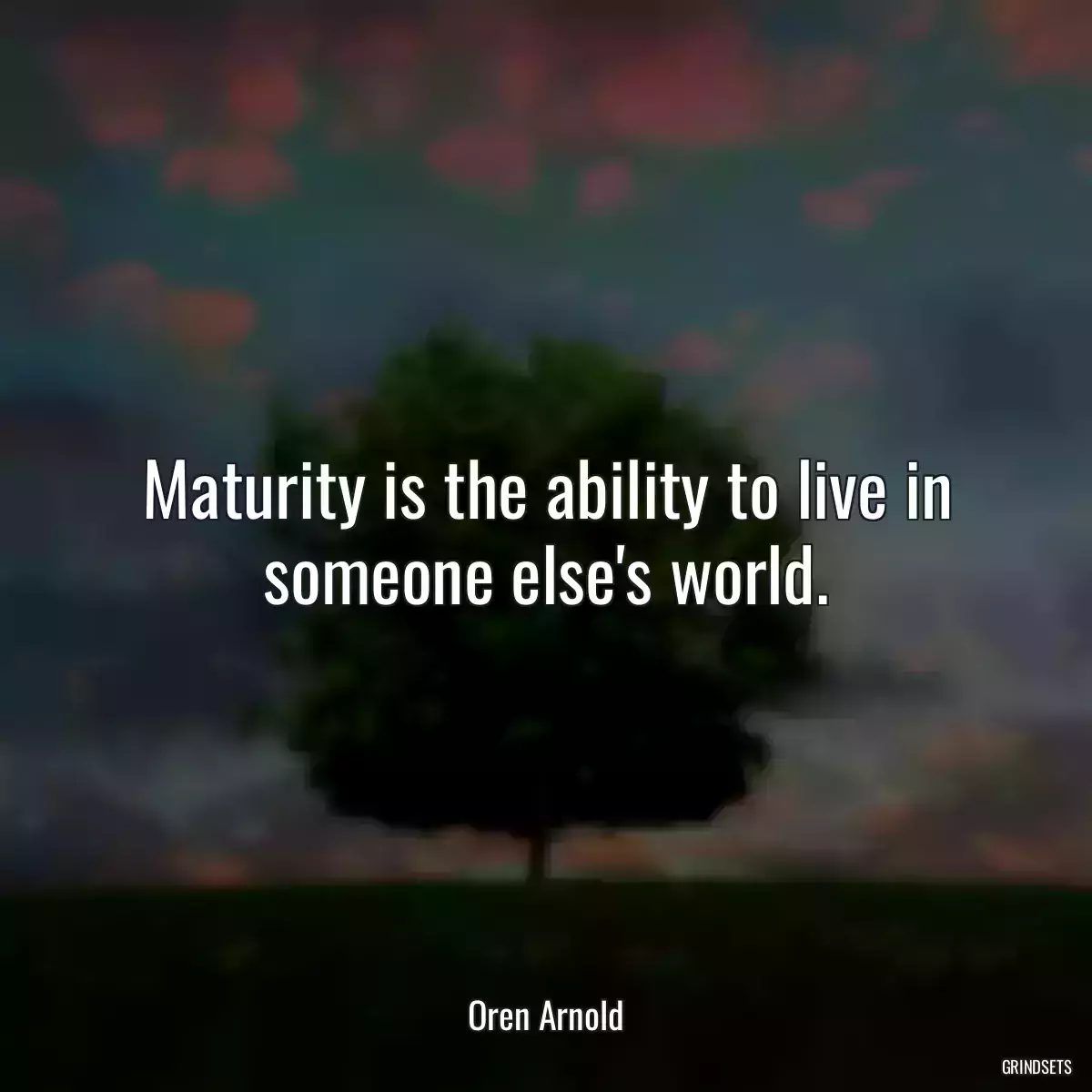 Maturity is the ability to live in someone else\'s world.