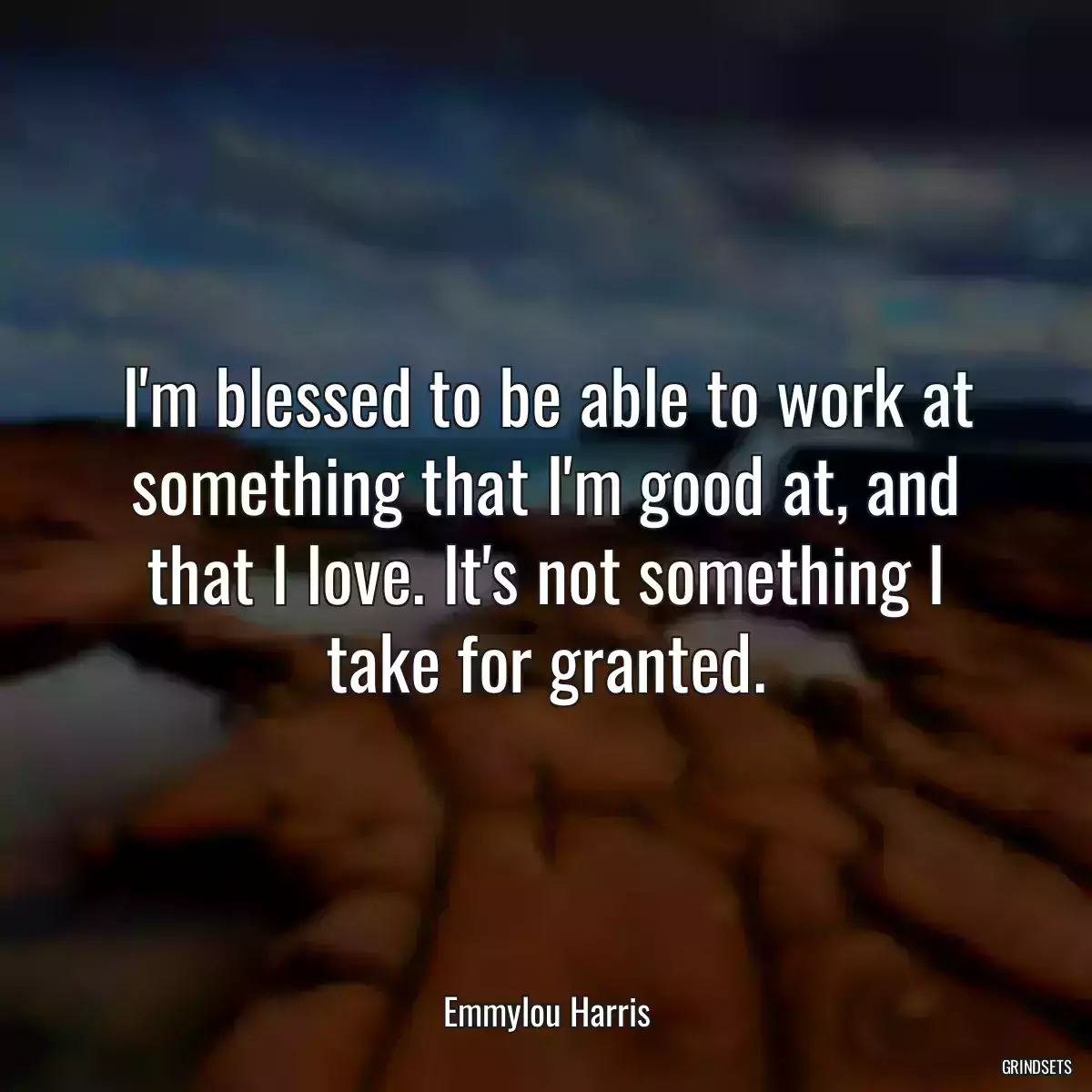 I\'m blessed to be able to work at something that I\'m good at, and that I love. It\'s not something I take for granted.