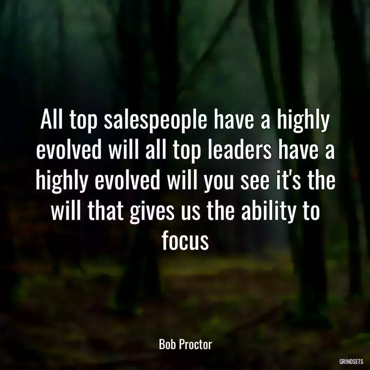 All top salespeople have a highly evolved will all top leaders have a highly evolved will you see it\'s the will that gives us the ability to focus