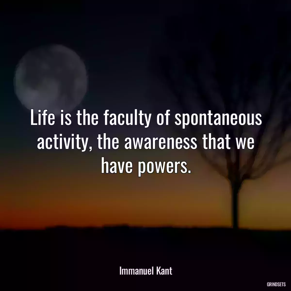 Life is the faculty of spontaneous activity, the awareness that we have powers.