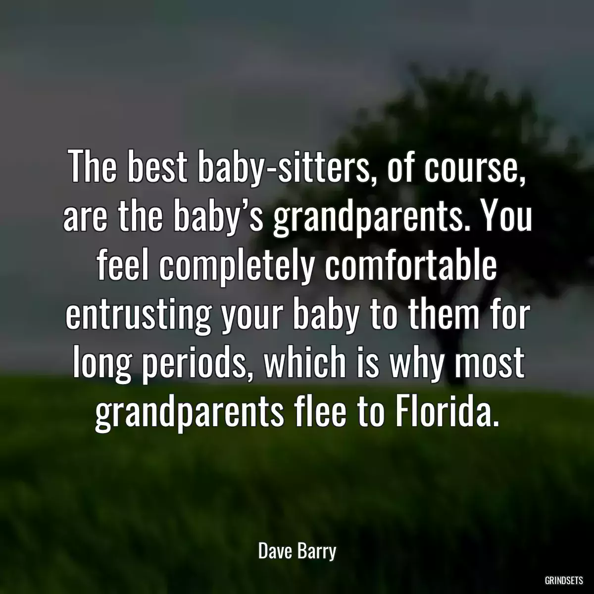 The best baby-sitters, of course, are the baby’s grandparents. You feel completely comfortable entrusting your baby to them for long periods, which is why most grandparents flee to Florida.