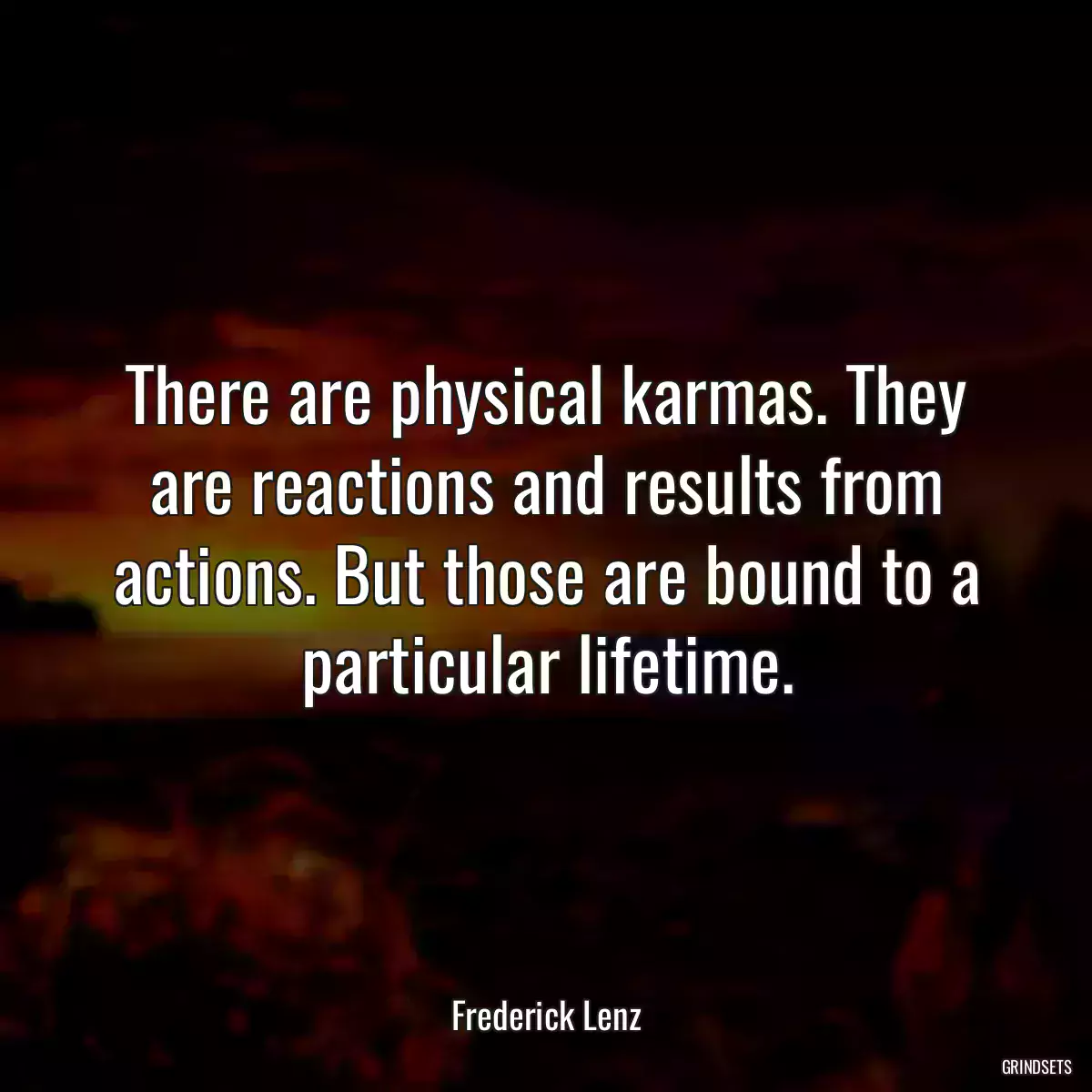 There are physical karmas. They are reactions and results from actions. But those are bound to a particular lifetime.