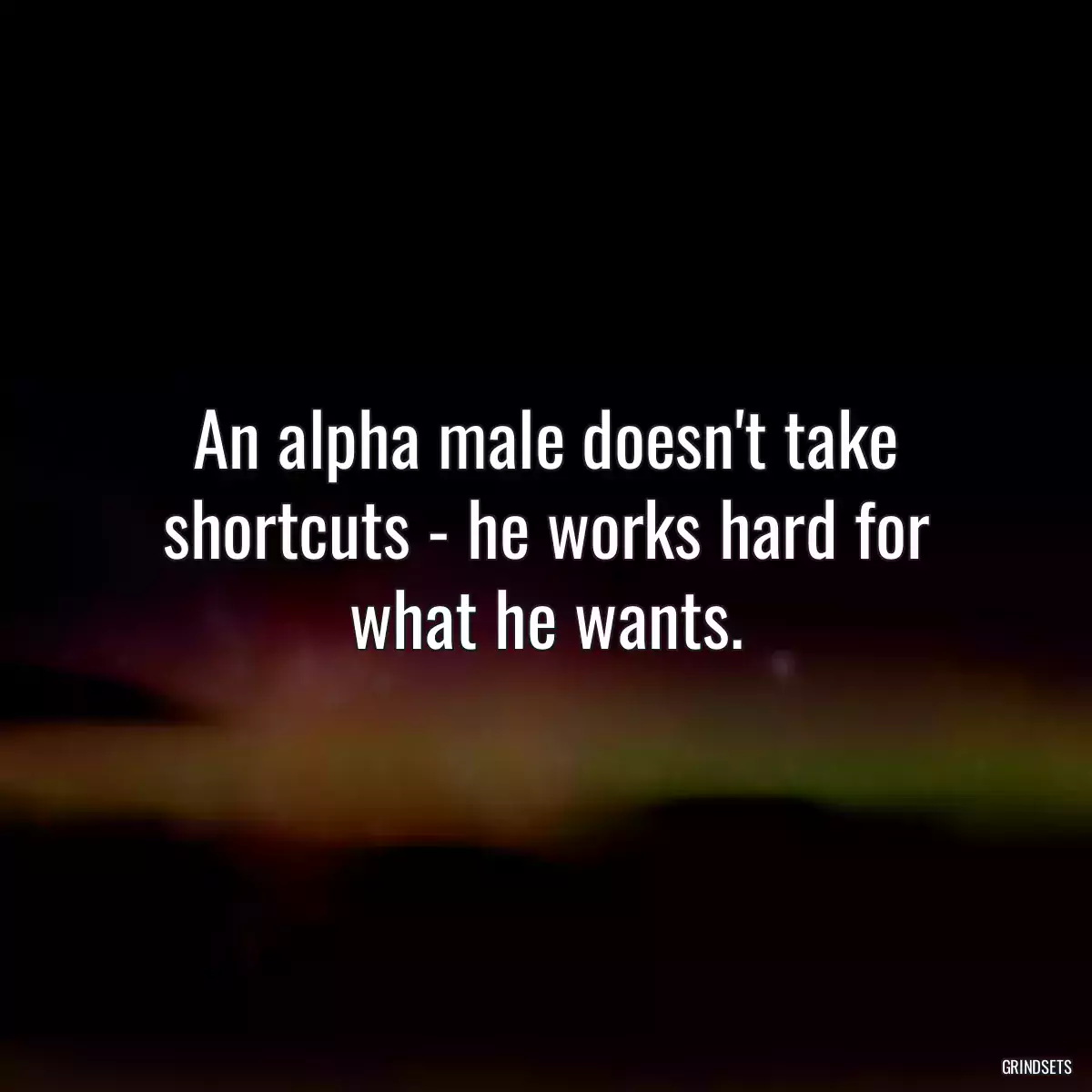 An alpha male doesn\'t take shortcuts - he works hard for what he wants.