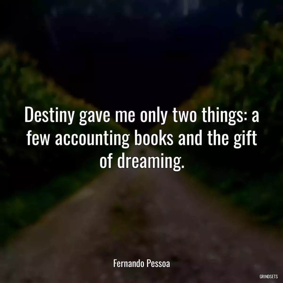 Destiny gave me only two things: a few accounting books and the gift of dreaming.