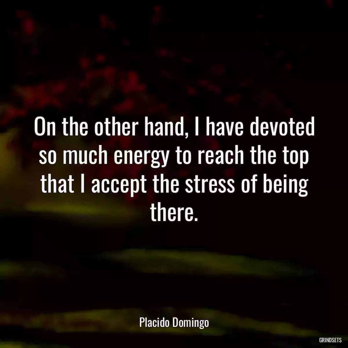 On the other hand, I have devoted so much energy to reach the top that I accept the stress of being there.