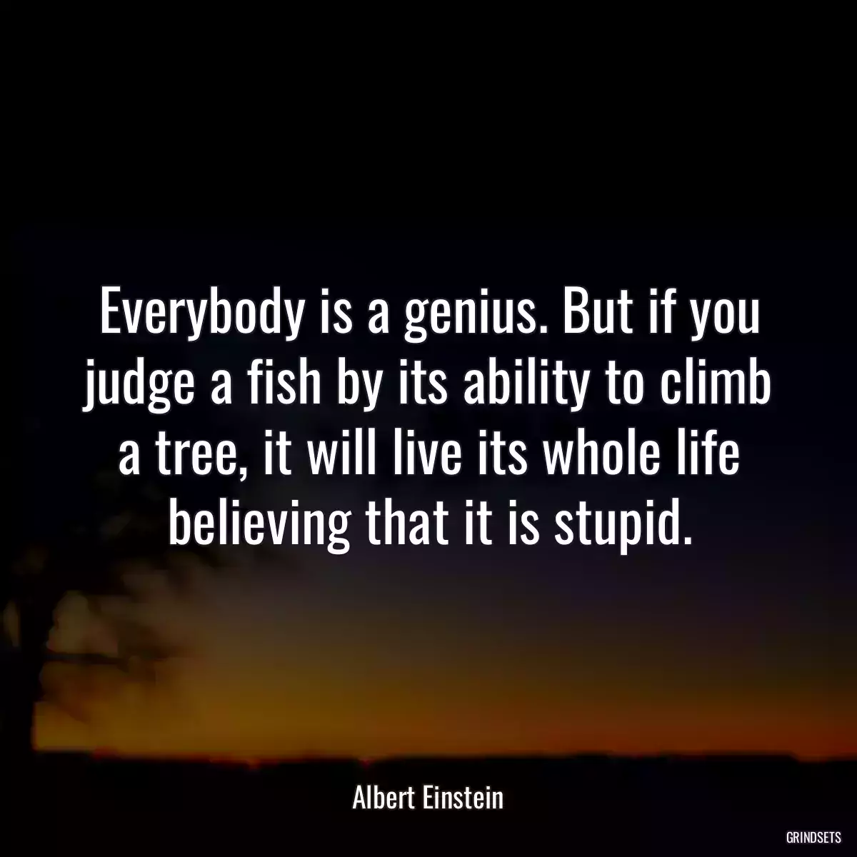 Everybody is a genius. But if you judge a fish by its ability to climb a tree, it will live its whole life believing that it is stupid.