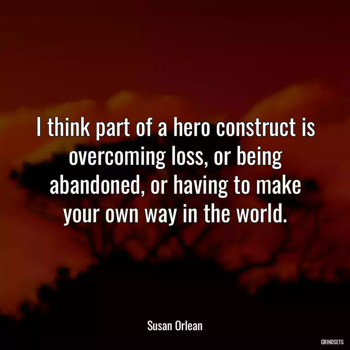 I think part of a hero construct is overcoming loss, or being abandoned, or having to make your own way in the world.