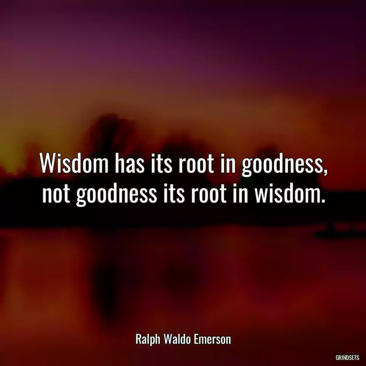 Wisdom has its root in goodness, not goodness its root in wisdom.