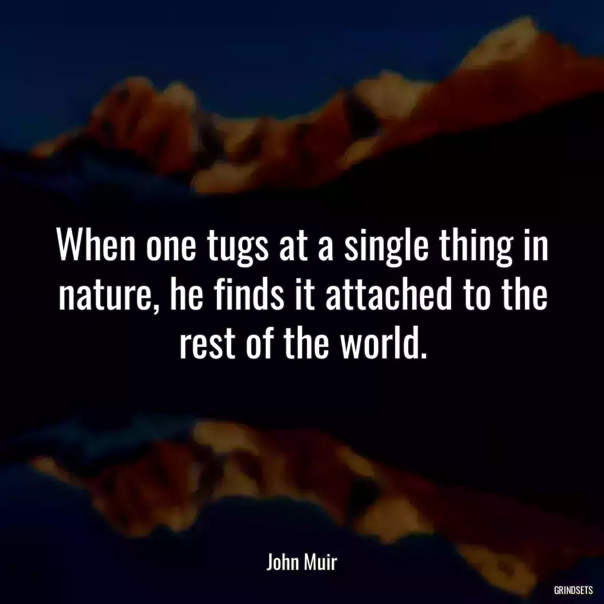 When one tugs at a single thing in nature, he finds it attached to the rest of the world.