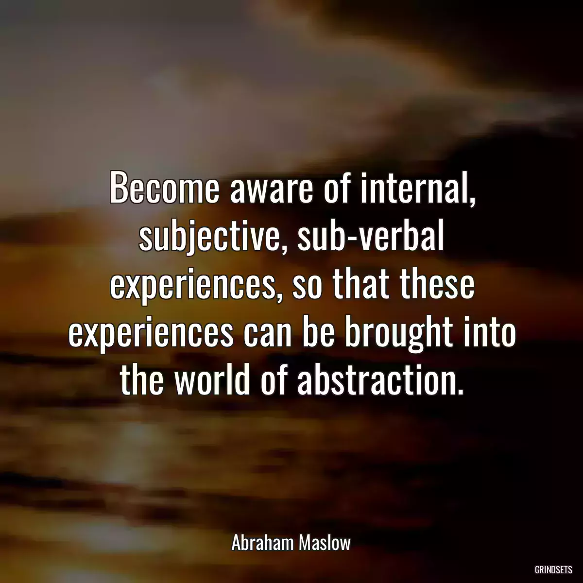 Become aware of internal, subjective, sub-verbal experiences, so that these experiences can be brought into the world of abstraction.