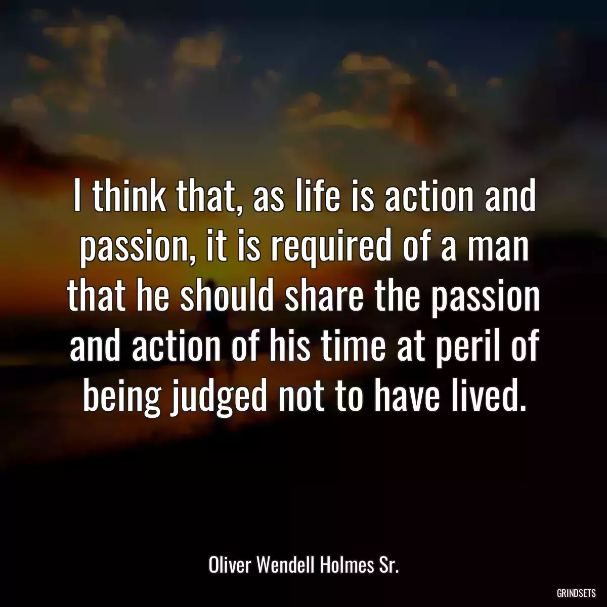 I think that, as life is action and passion, it is required of a man that he should share the passion and action of his time at peril of being judged not to have lived.