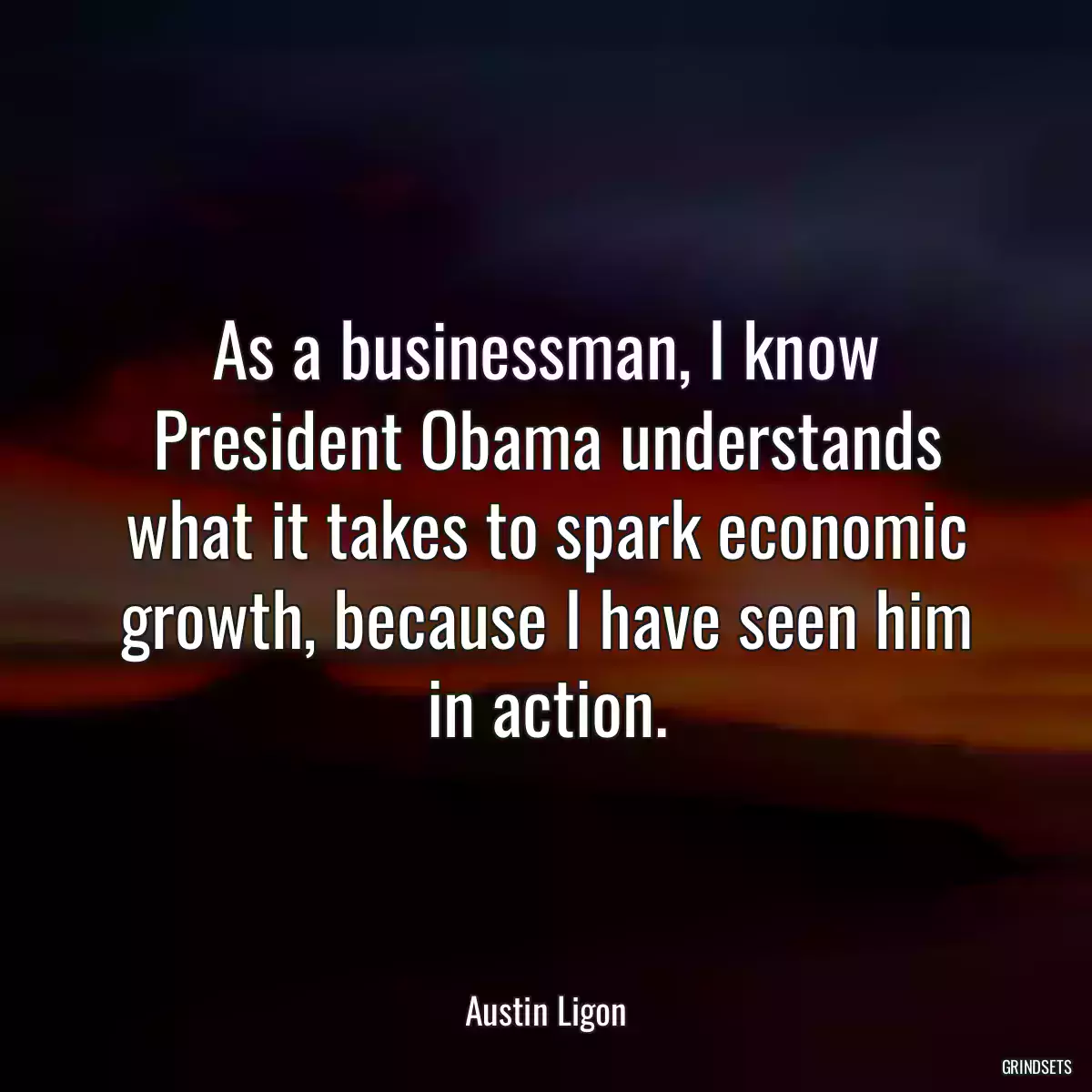 As a businessman, I know President Obama understands what it takes to spark economic growth, because I have seen him in action.