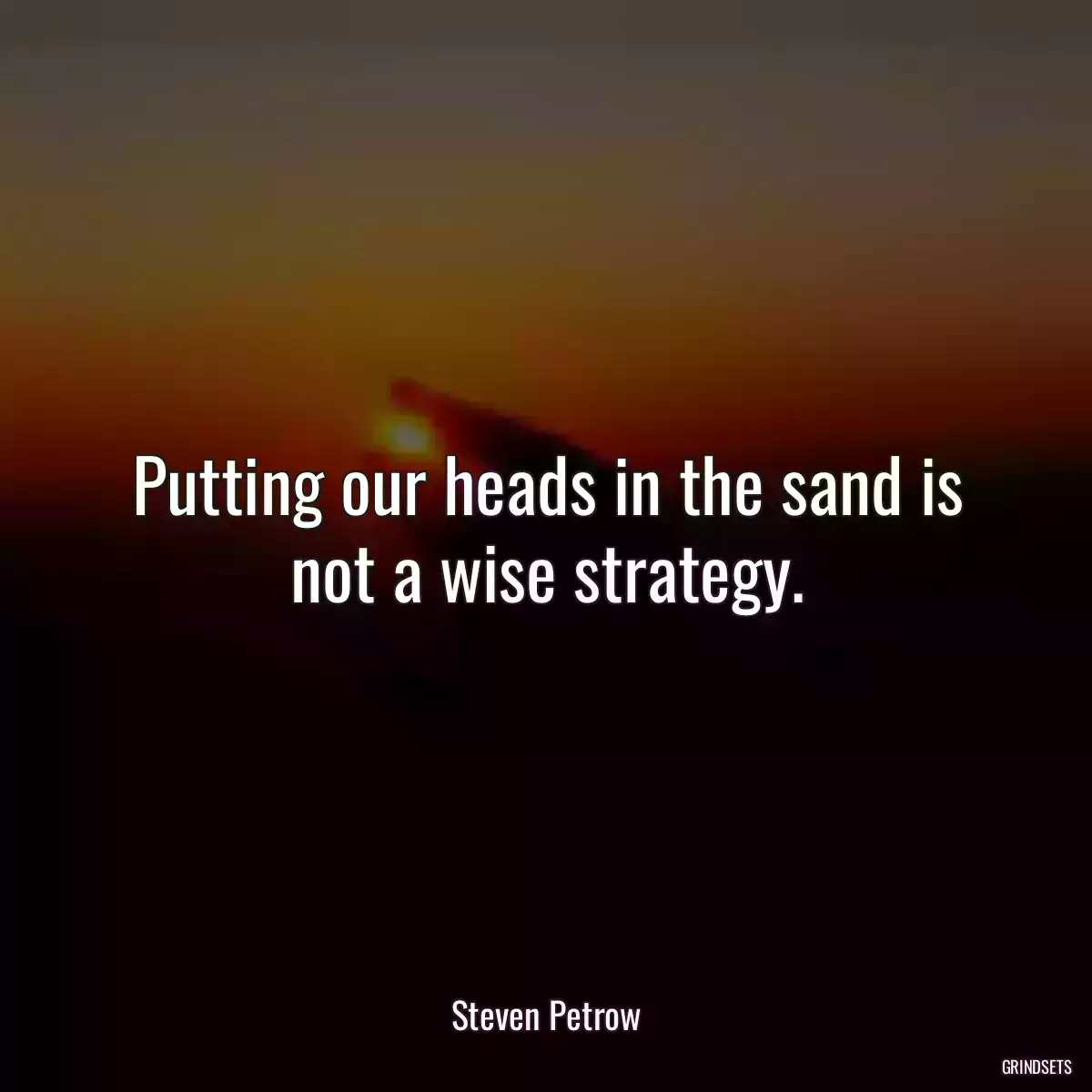 Putting our heads in the sand is not a wise strategy.