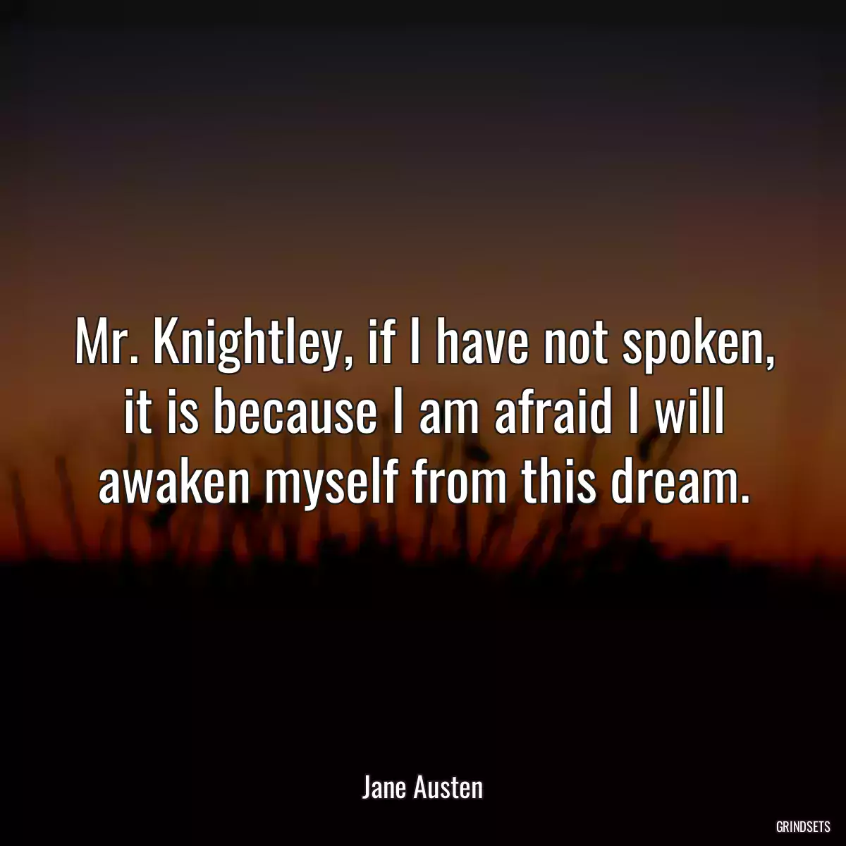 Mr. Knightley, if I have not spoken, it is because I am afraid I will awaken myself from this dream.