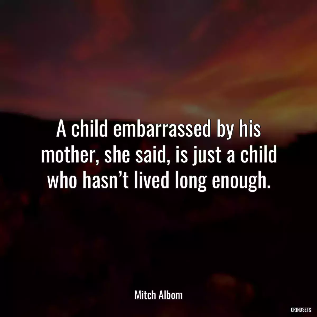 A child embarrassed by his mother, she said, is just a child who hasn’t lived long enough.