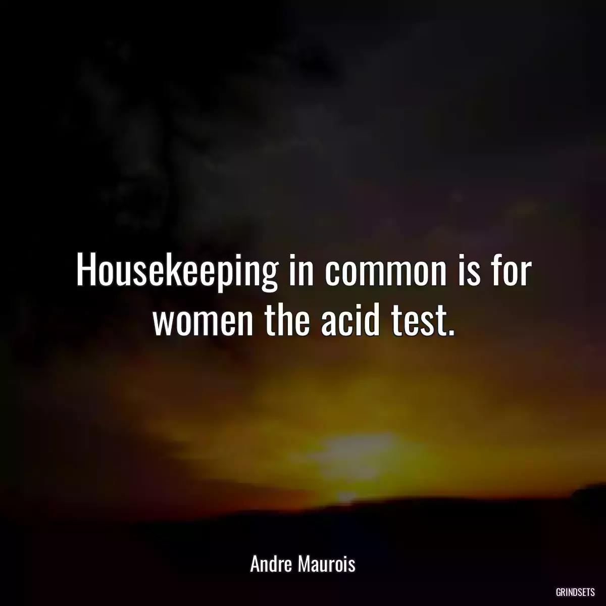 Housekeeping in common is for women the acid test.