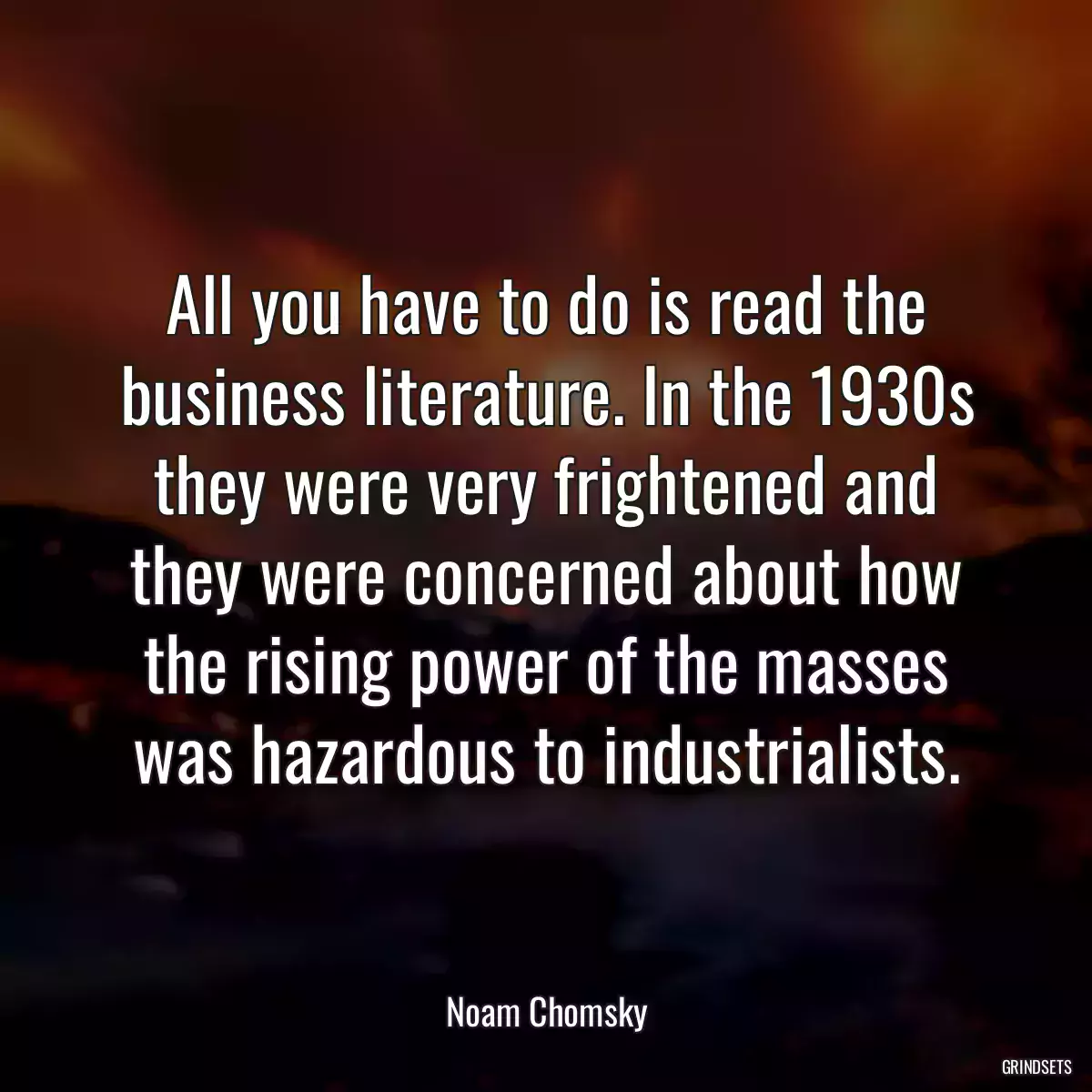 All you have to do is read the business literature. In the 1930s they were very frightened and they were concerned about how the rising power of the masses was hazardous to industrialists.