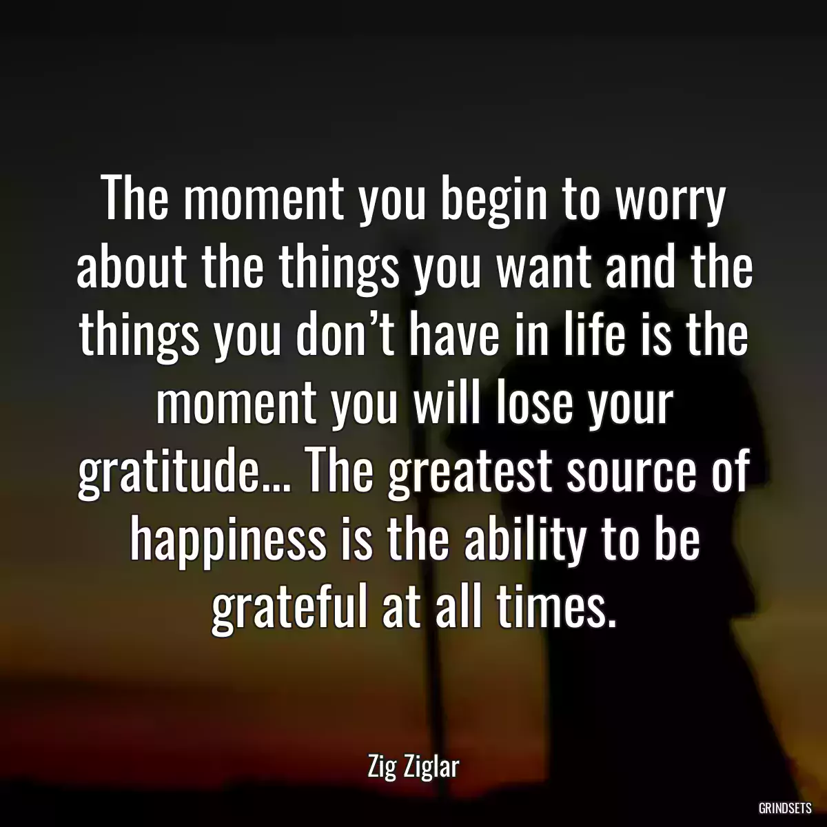 The moment you begin to worry about the things you want and the things you don’t have in life is the moment you will lose your gratitude... The greatest source of happiness is the ability to be grateful at all times.